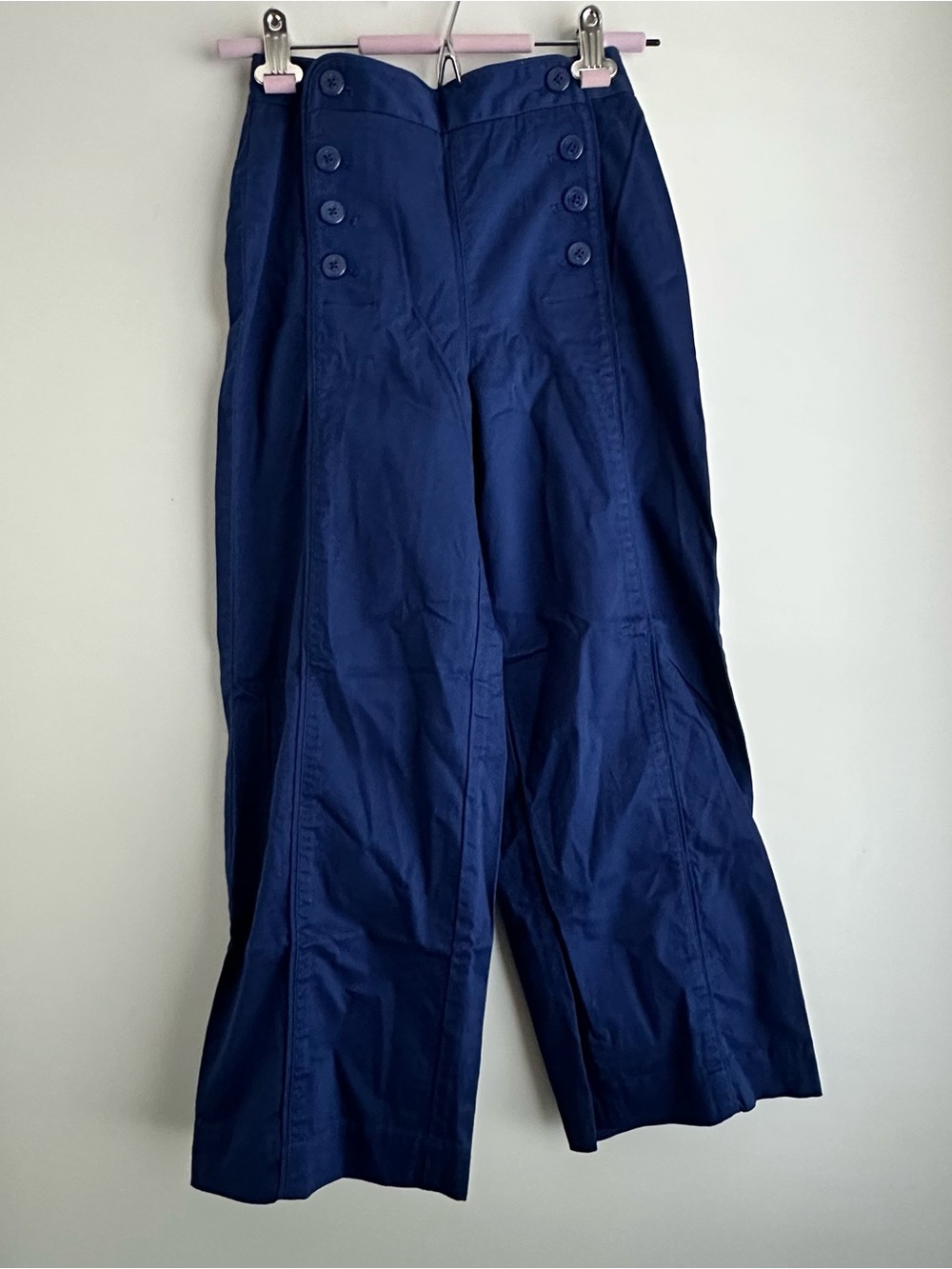 Talula Navy High-Rise Wide-Leg Button-Front Chinos 00